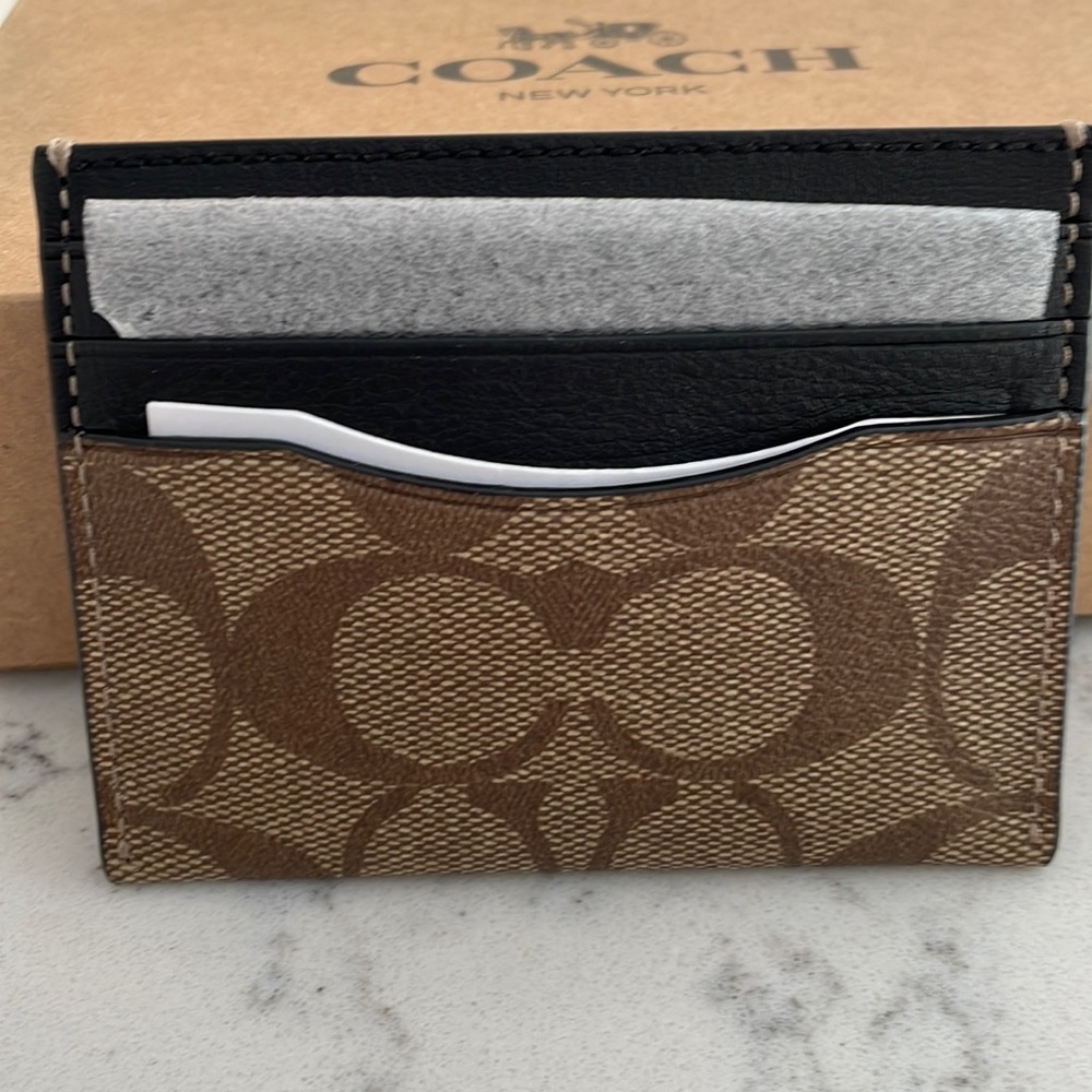 Coach Men`s Slim Id Card Case In Signature Canvas NEW